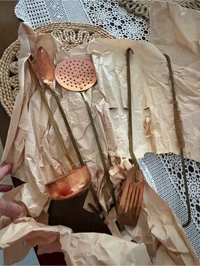 Vintage Copper Kitchen Utensil Set - Copper & Brass Tones